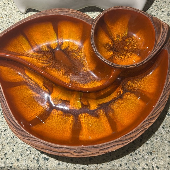 Haeger Other - VINTAGE HAEGAR USA Chip and Dip Bowl/ Mid Century Drip Glaze Pottery